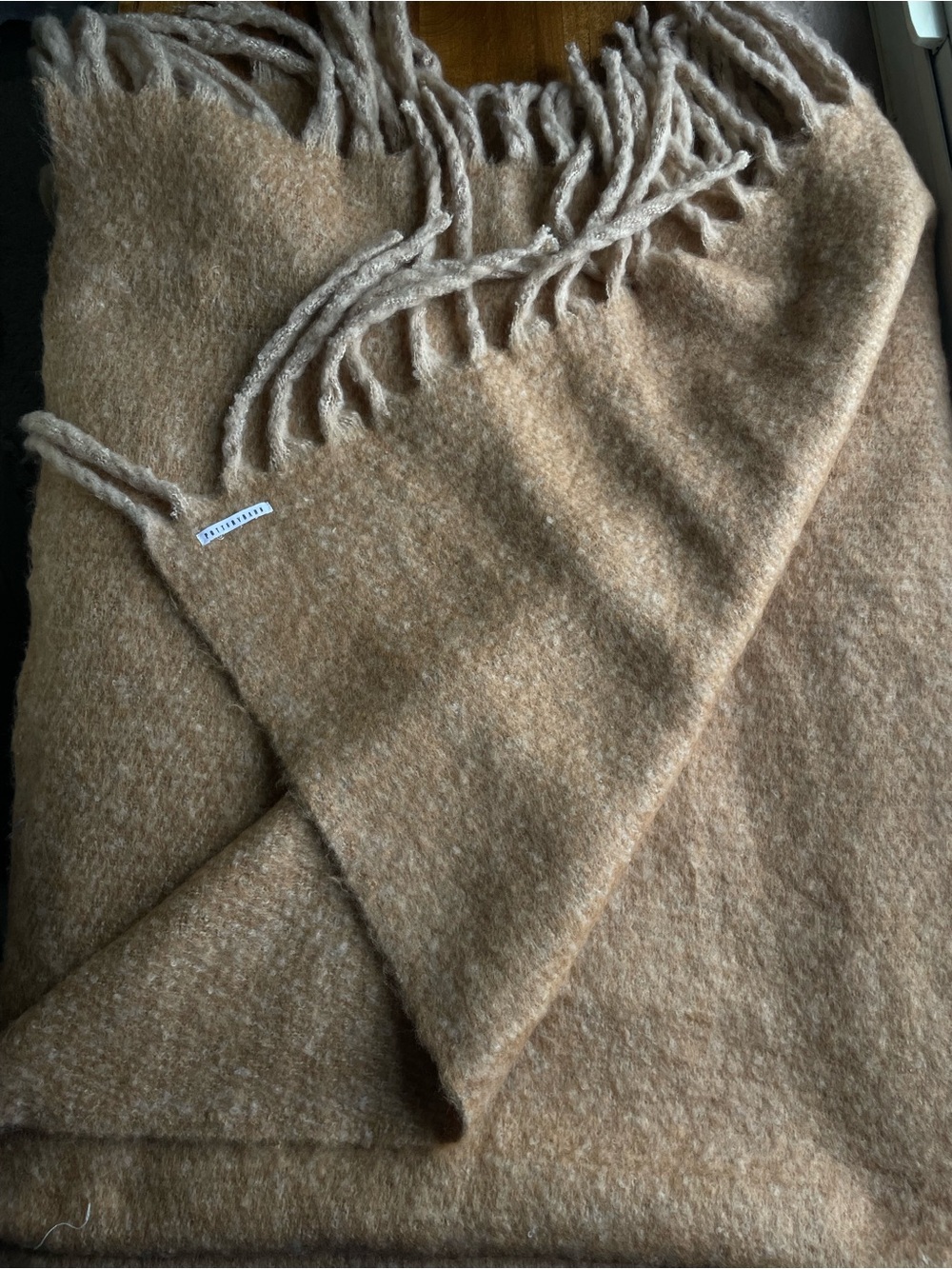 Pottery Barn Blanket Seraphina Faux Mohair Fringe Throw Camel Color-way 50x60